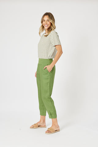 Sarah Rib Basil Waist Linen Pant
