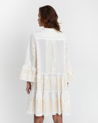 Classic Short White/champ Triangle Ruffles Dress