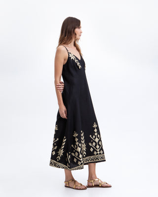 Maxi Black/gold Strappy Dress