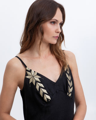 Maxi Black/gold Strappy Dress