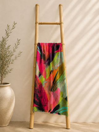Anna Silk Wool Stoles Neon Grn/Bright Orange