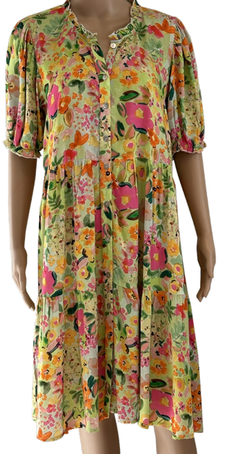 Fibby Tier Dress  Lime