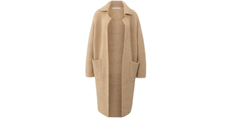 Light Camel Long Cardigan In Heavy Stitch