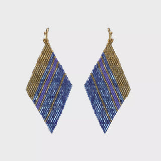Purple Ombre Beaded Triangle Drape Earrings