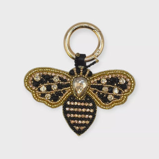 Black & Gold Beaded Bee Bag Charm
