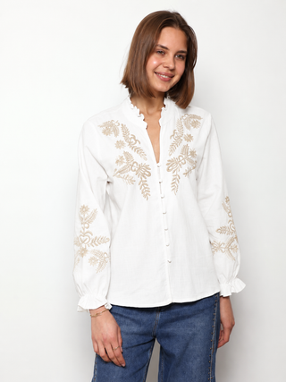 Clara Embroidered Shirt White