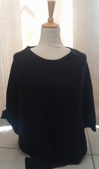 Cashmere Navy Knitted Poncho
