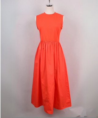 Ayla Orange  Sleeveless Flared Skirt Dress
