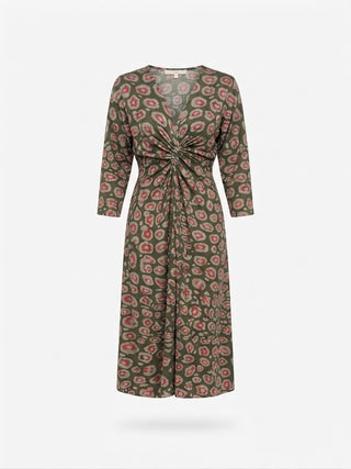 Leona Knotted Waist Midi Dress Olive