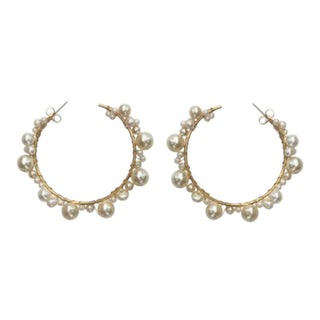 Bronze Pearl Orb Cluster Hoop Earing