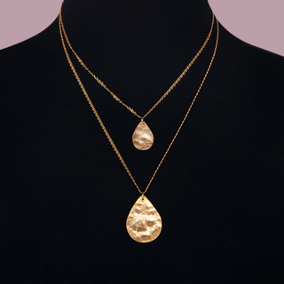 Bronze Double Layer Teardrop Necklace