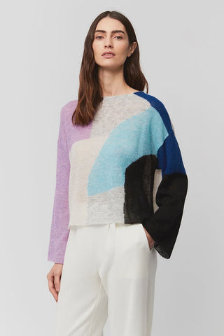 Khan Blue Crop Inatrsia Sweater