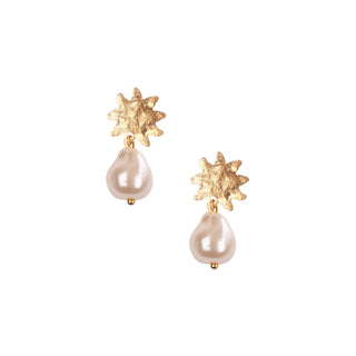 Bronze Sun & Pearl Drop Earing