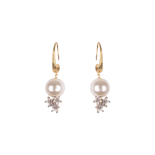 Pearl & Crystal Leaf Drop Earrings