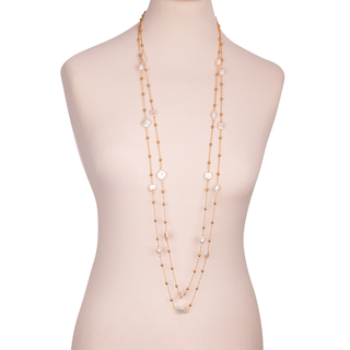 XL Bronze Bubble Chain & Mixed Pearl Double Layer Necklace