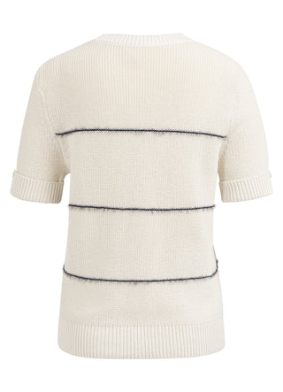 Knitted Navy Blazer Furry Stripe Sweater