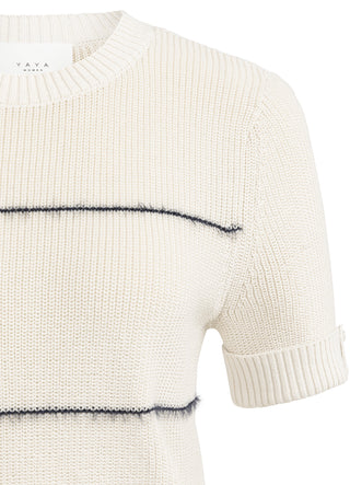 Knitted Navy Blazer Furry Stripe Sweater