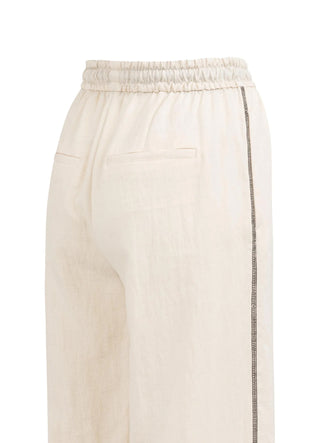 Woven Cloud Crème Wide Leg Cargo Trousers