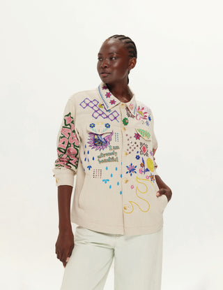 Briann Markers Embroidered Denim Jacket