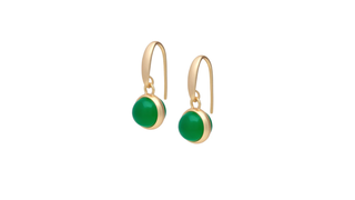Lolo Earrings Green Quartz Matt Gold-Plated