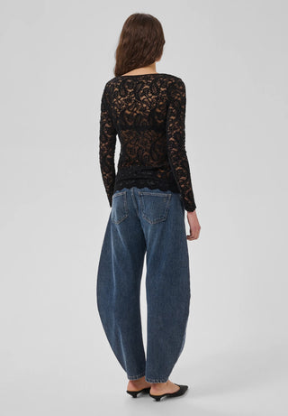 Salvi Black Ls Lace Blouse
