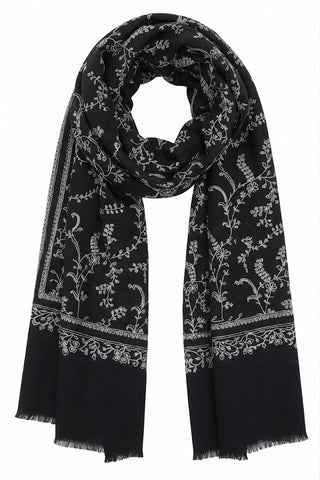 T577  Black w Wht Embroidery allover Toosha
