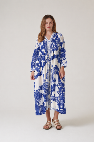Giant Willow  Blue Pinch Pleat Dress