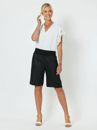 Jersey Black Waist Linen Short