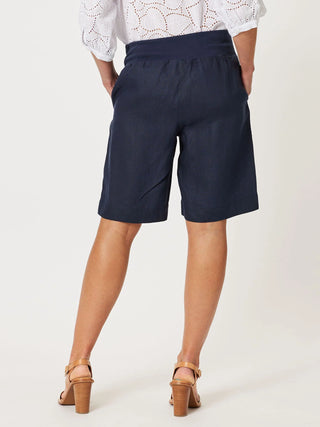 Jersey Navy Waist Linen Short