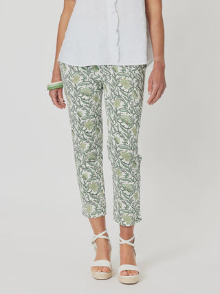 Leaf Print Khaki Pant