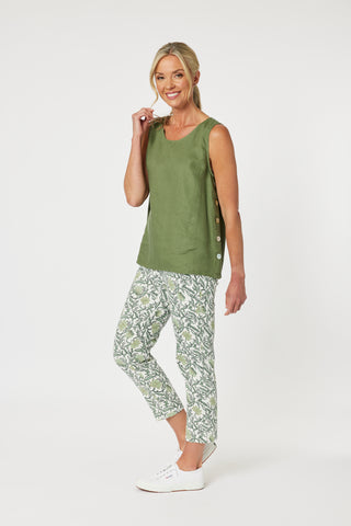 Leaf Print Khaki Pant