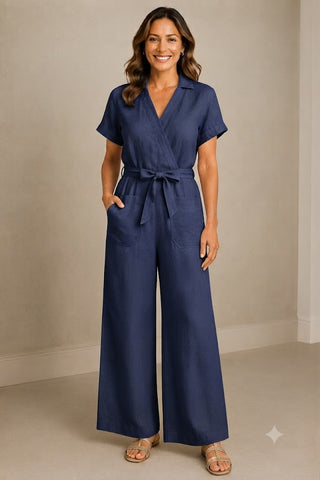 Candice Jumpsuit in indigo 100% Linen