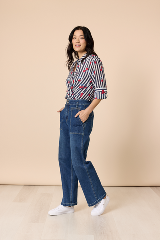 Cherry Navy/white Stripe Shirt