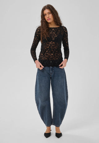 Salvi Black Ls Lace Blouse