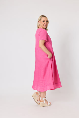 Le Marais Raspberry Linen Dress