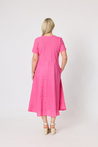 Le Marais Raspberry Linen Dress