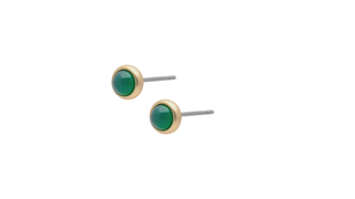 Lolo ear studs - Tiny green quartz matt gold plated