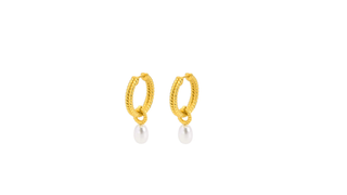 Amelie Twisted Pearl Hoops Matt Gold Plated