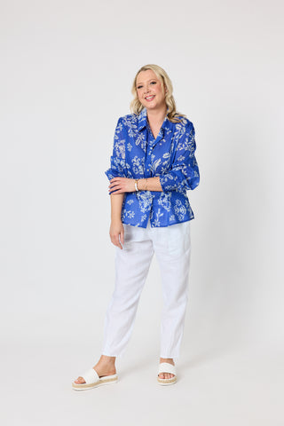 Azure Garden Print Shirt White