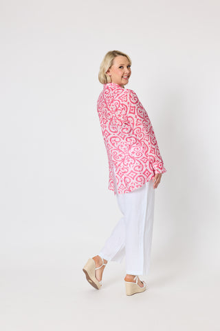 Provence Raspberry White Print Shirt