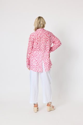 Provence Raspberry White Print Shirt