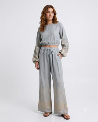 Grape Loose Stone/gold Drawstring Pants