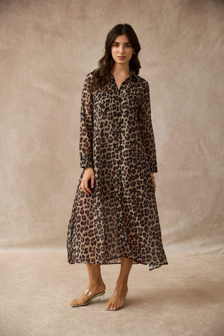Jess Leopard Coffee Maxi Dress