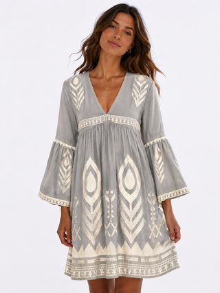 Fearther Bell Slv Stone/champ Short Dress
