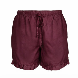 Ruffle Short in Summer Burgundy 100% Linen PL