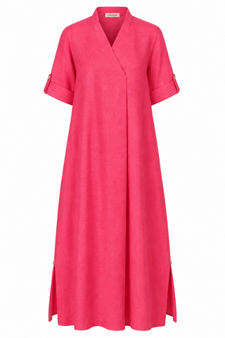 Stephanie in Fuschia red 100% LinenPL