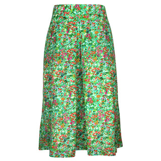 Shelly Waist Pleat Green Floral Skirt