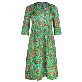 Milly Pintuck Dress Green Flower