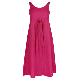 Amelia Fit&Flare Button Hot Pink Dress