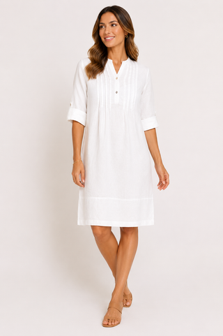 Anne Midi Dress White 100% Linen